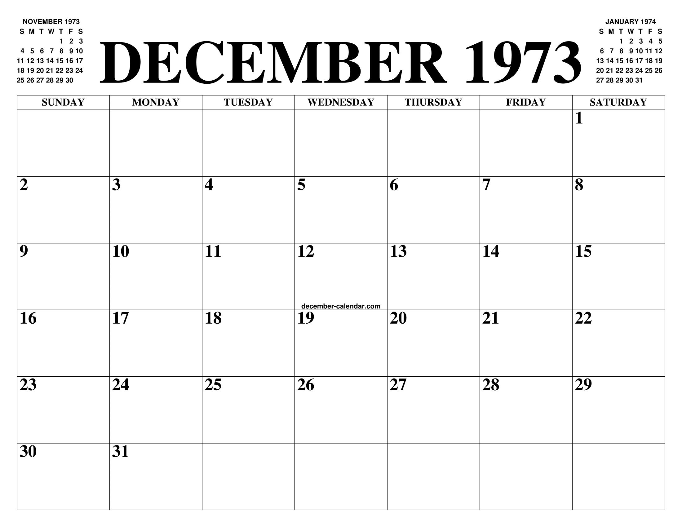 DECEMBER 1973 CALENDAR OF THE MONTH FREE PRINTABLE DECEMBER CALENDAR DECEMBER 1973 CALENDAR OF THE MONTH FREE PRINTABLE DECEMBER CALENDAR