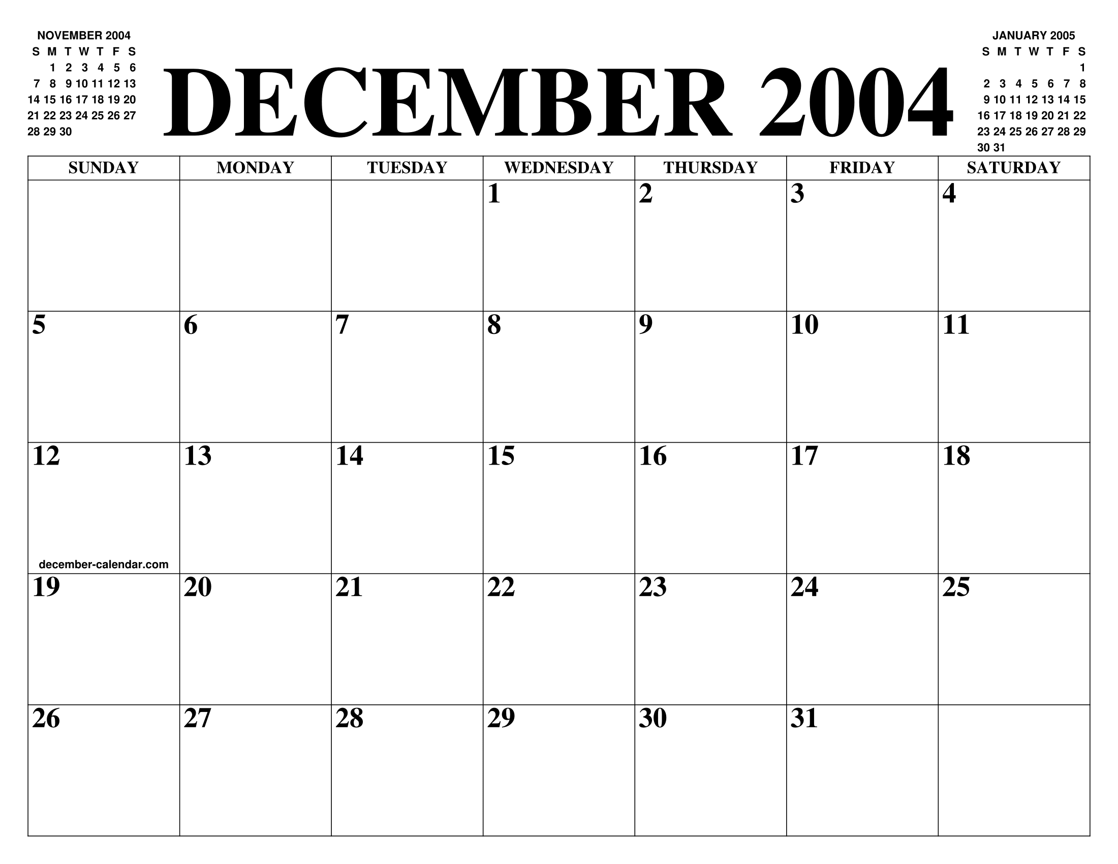 DECEMBER 2004 CALENDAR OF THE MONTH FREE PRINTABLE DECEMBER CALENDAR DECEMBER 2004 CALENDAR OF THE MONTH FREE PRINTABLE DECEMBER CALENDAR